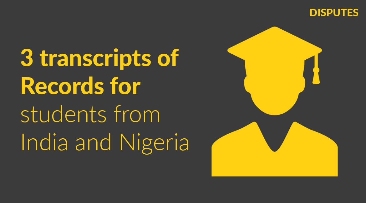 3 academic transcripts were obtained for students from Nigeria and India